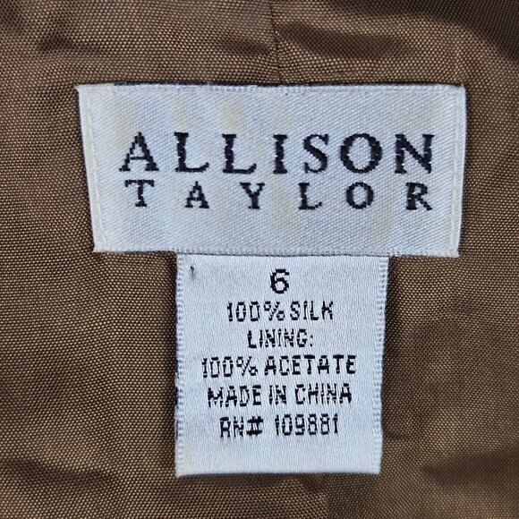 Allison Taylor Size 6 100% Silk Leopard Print Blazer ¾ Sleeve Ties at Cuffs - Picture 10 of 12